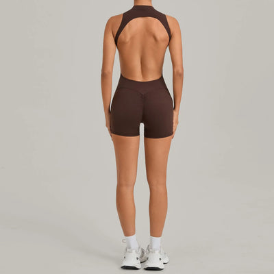 Women's Gym Workout Jumpsuit Half-zip