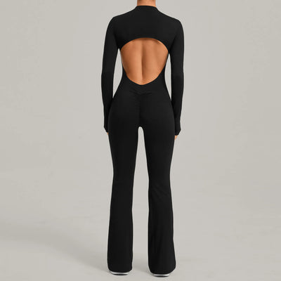 Women's Gym Workout Jumpsuit Half-zip