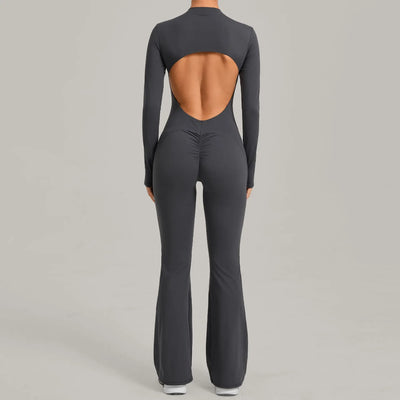 Women's Gym Workout Jumpsuit Half-zip