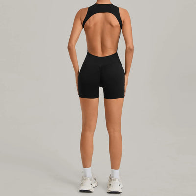 Women's Gym Workout Jumpsuit Half-zip