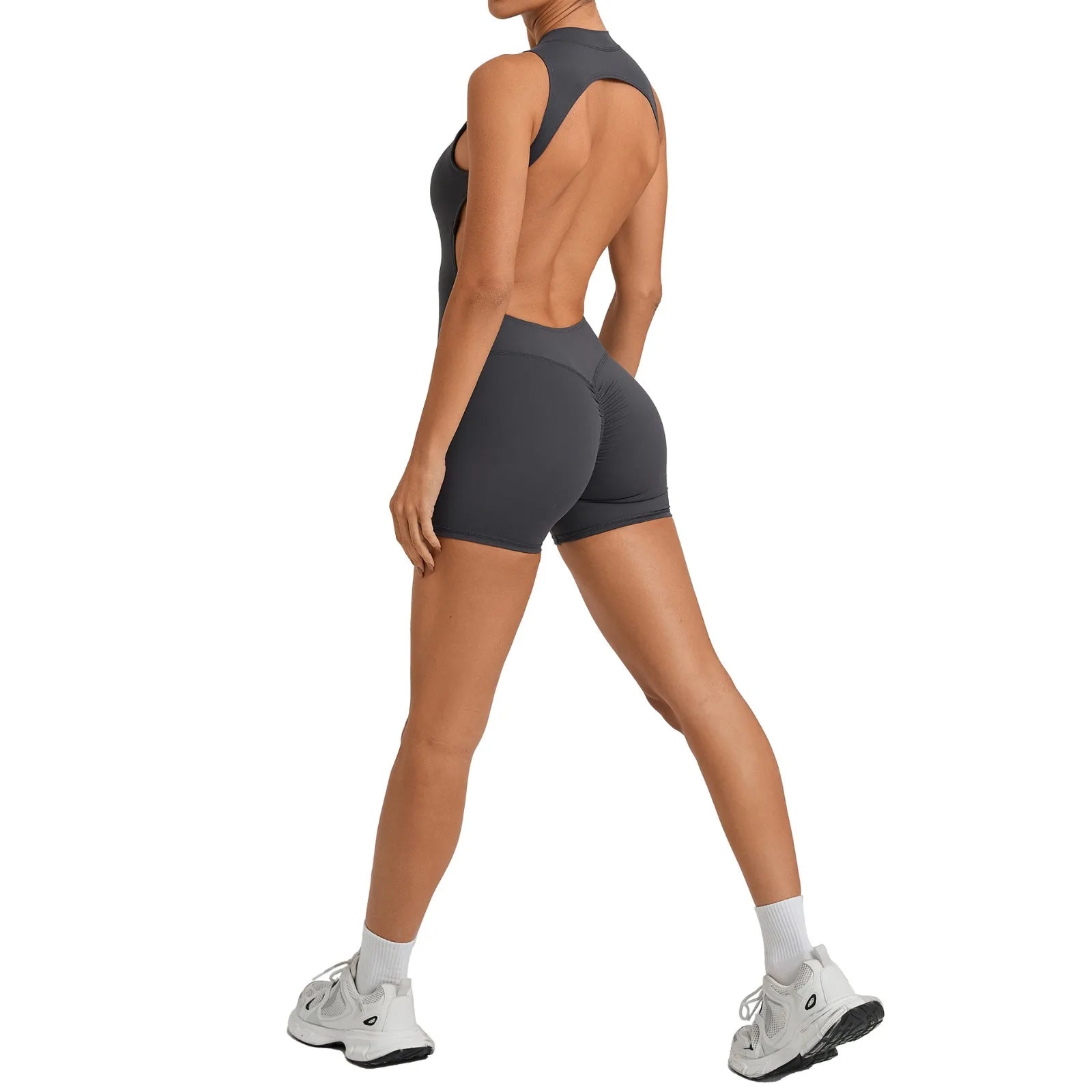 Women's Gym Workout Jumpsuit Half-zip