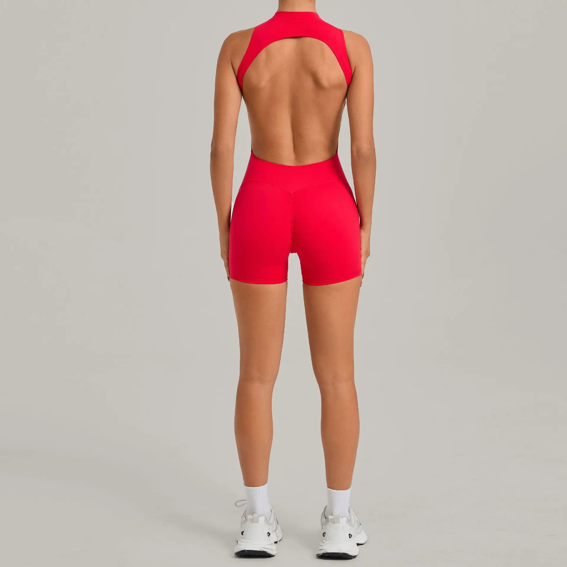 Women's Gym Workout Jumpsuit Half-zip