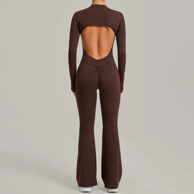Women's Gym Workout Jumpsuit Half-zip