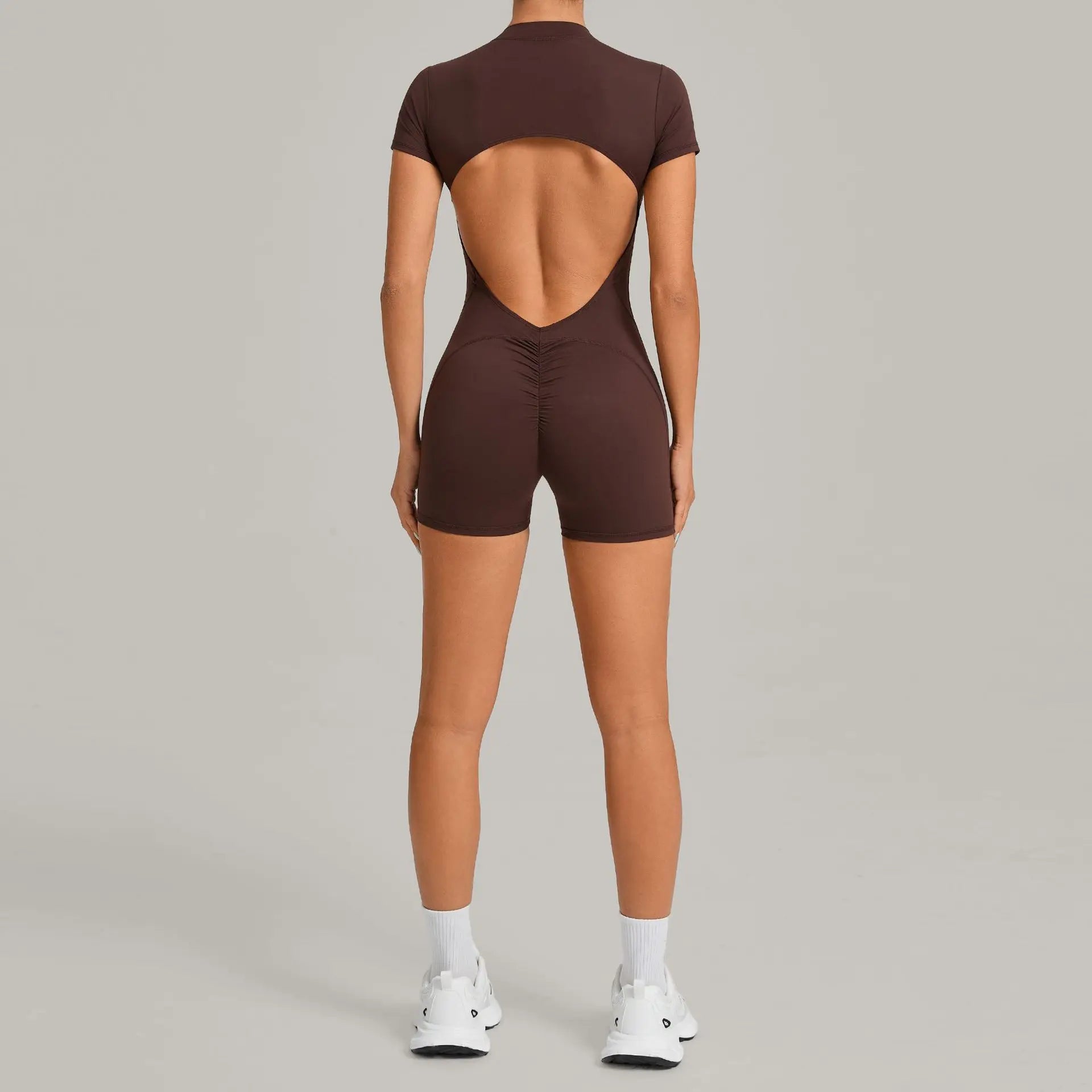 Women's Gym Workout Jumpsuit Half-zip