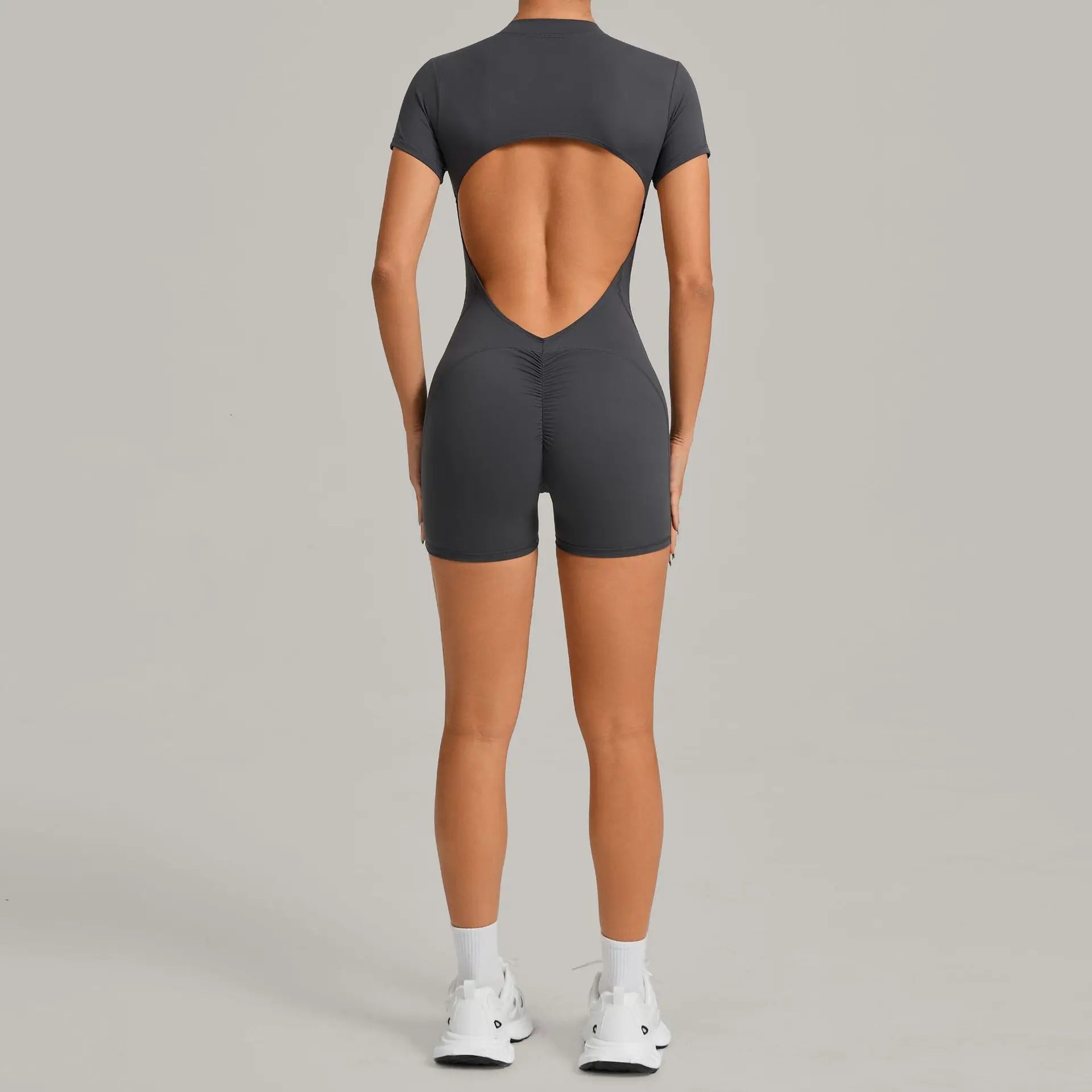 Women's Gym Workout Jumpsuit Half-zip