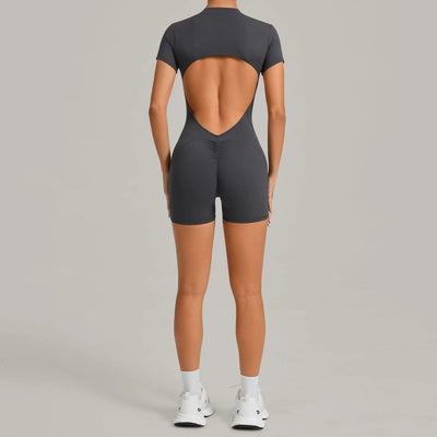 Women's Gym Workout Jumpsuit Half-zip