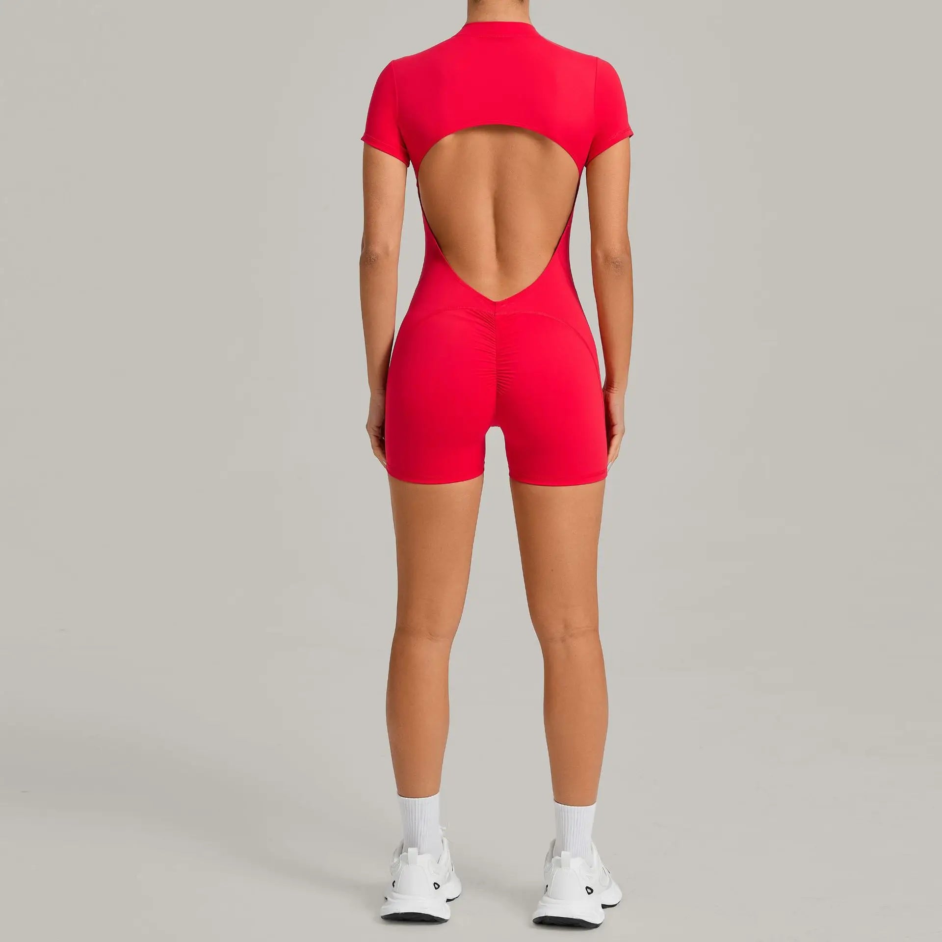 Women's Gym Workout Jumpsuit Half-zip